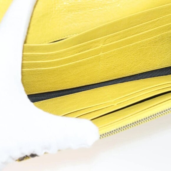BALENCIAGA Long Wallet Leather Yellow 233599 Auth SW1010 - Picture 8 of 16